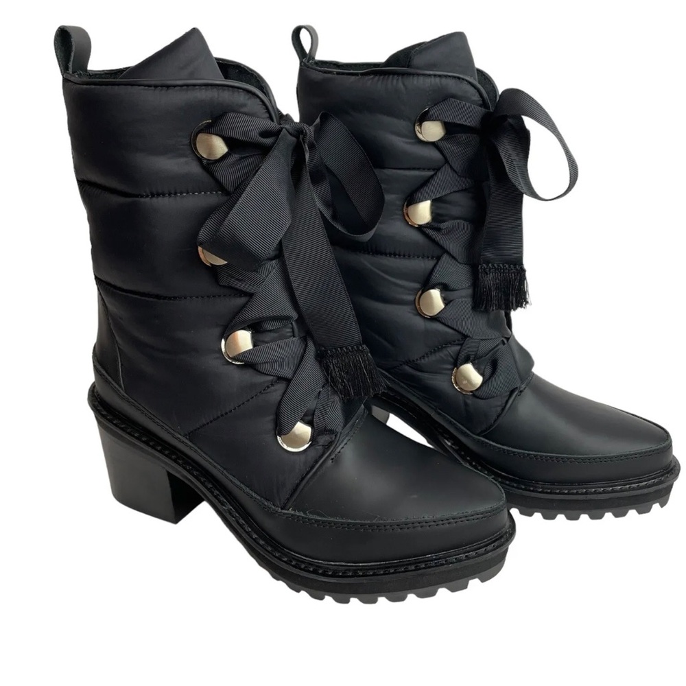 Kelsi Dagger Brooklyn Puffin Boot Black US 8.5 Women Mid Calf Lace Up Lug Sole - Picture 1 of 7
